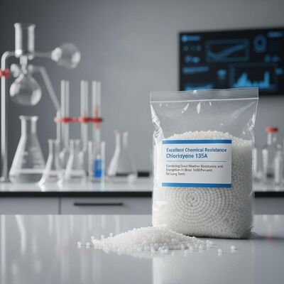 Excellent Chemical Resistance Chlorinated Polyethylene 135A Combining Good Weather Resistance and Elongation At Break 500-600 Percent for Long Term