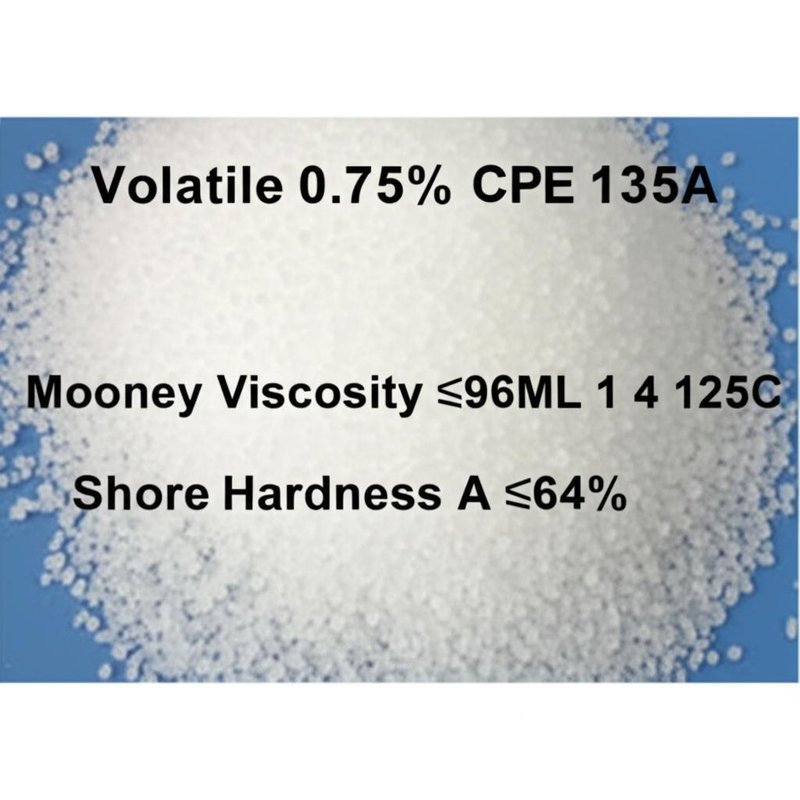 Volatile 0.75% CPE 135A with Mooney Viscosity ≤96ML 1 4 125C and Shore Hardness A ≤64%